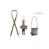 (Dark Brown Plain Weave Silver-Tone Buckle) Shoulder Strap 90-120cm+Silver-Tone Buckle Brown Bunny Doll