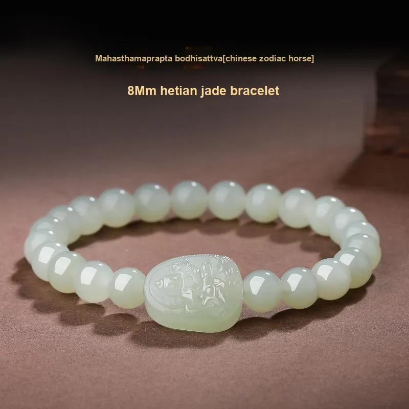 BYTHERE Hetian Jade Bracelets Pale Greenish White Jade Women's-9