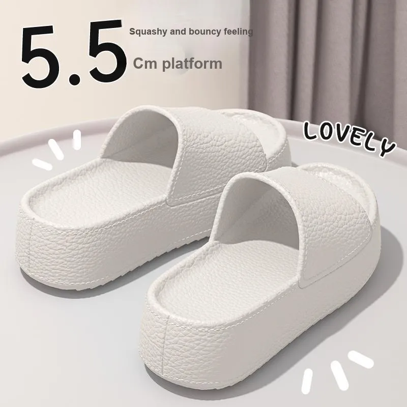 LUNNIFEIYA Platform Slippers High Heel Slip Resistant Versatile Height Increasing Home Slippers-7