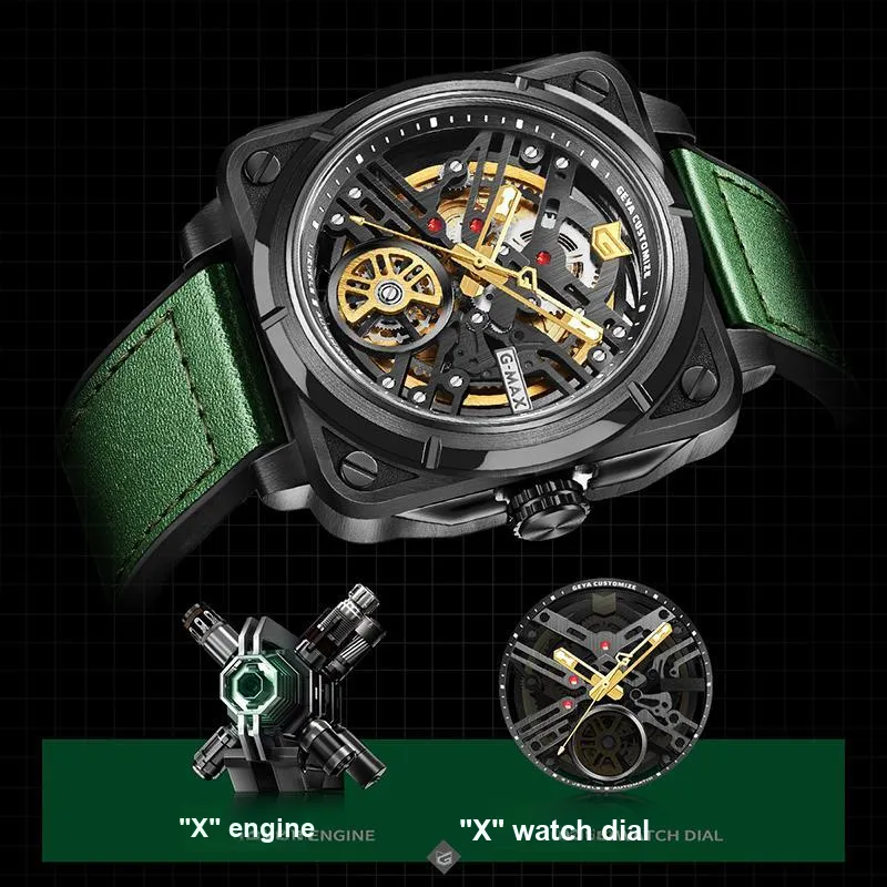 GEYA Limited Racing Edition & G MAX Engine Collection Automatic Mechanical Movement Watch Men's Watches Cut Out Dial-8