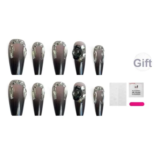 JIABITU Черный градиент Full Ромб Патч False Nail Trapezoidal MID Длина (размер в длину) Готический Smudge Новый китайский стиль