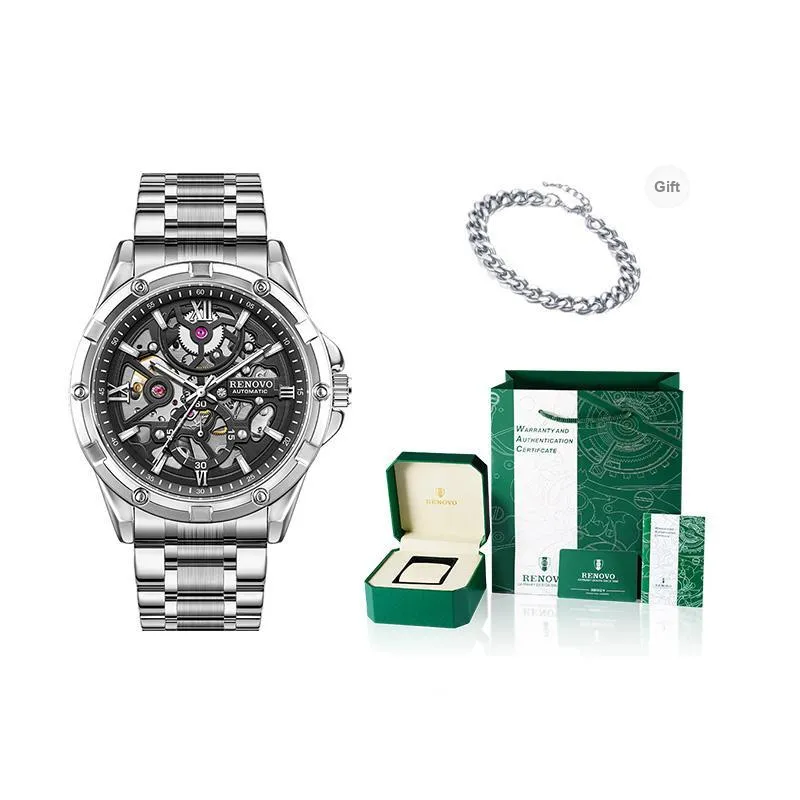 RENOVO Explorer Collection Automatic Mechanical Movement Watch Unisex Cut Out Dial-23