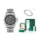 Premium Bracelet Square Box-Silver Case Black Dial Silver Steel Band