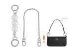 (Silver) Pearl Extension Chain+Decorative Chain 15.8 inch+Includes One Screwdriver