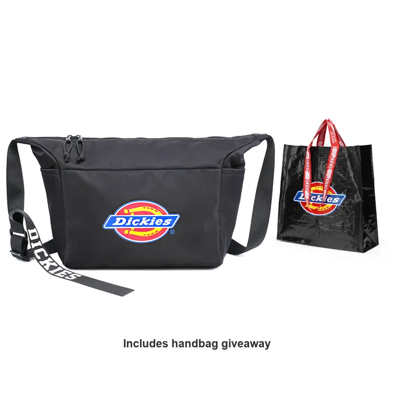 Dickies Nylon Fabric Messenger Bag Shoulder Bag Crossbody Bag Regular Unisex Black/Ecru/Red-16