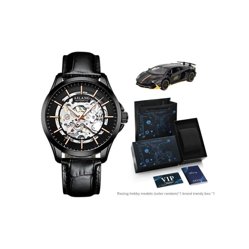 AILANG Automatic Mechanical Movement Stainless Steel Watchband Watch Men's Watches Black Dial-10