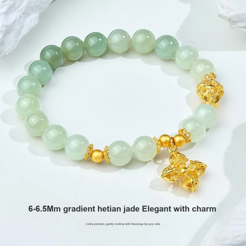 ME LUXE Hetian Jade Bracelets Pale Greenish White Jade Unisex-3