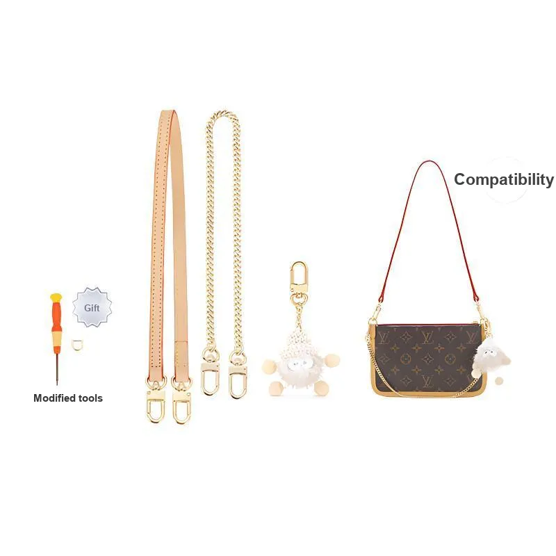 Lan Bao Fan Leather Bag Strap Women's Vegetable Tanned Color/Gold