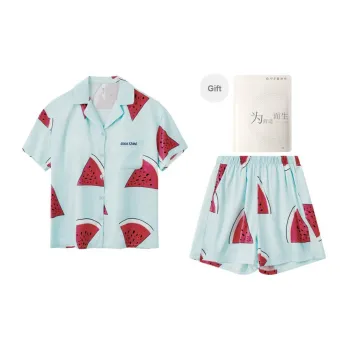 Red Beans At Home Pajama Set Women's Shopping Bag Mint Green