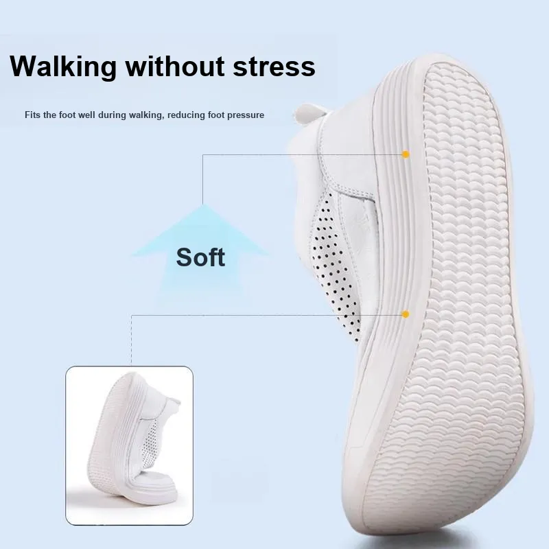 AOKANG Cut Out White Sneakers Breathable Low Top Skateboard Shoes Men's White-6