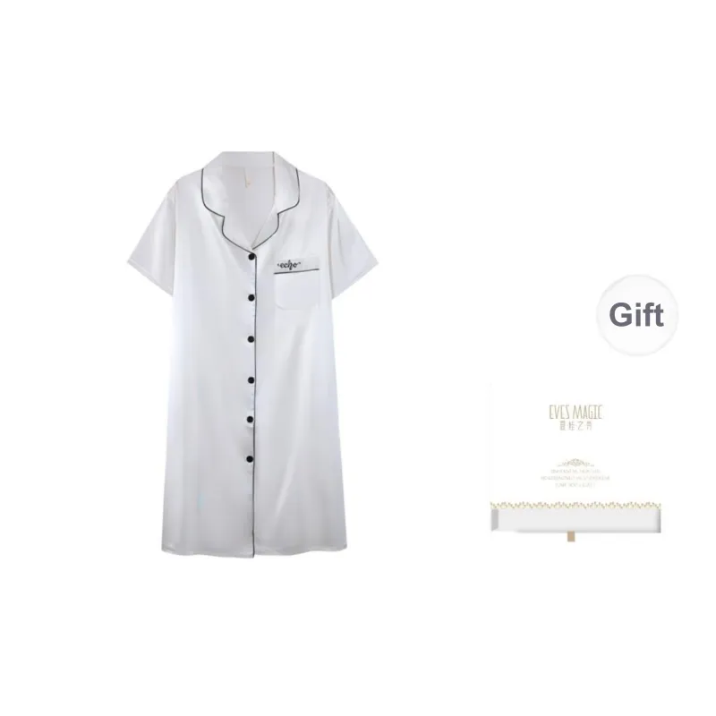 XIA.WA.ZHI.XIU Nightgown Women's Gift Box Set White Gray-0