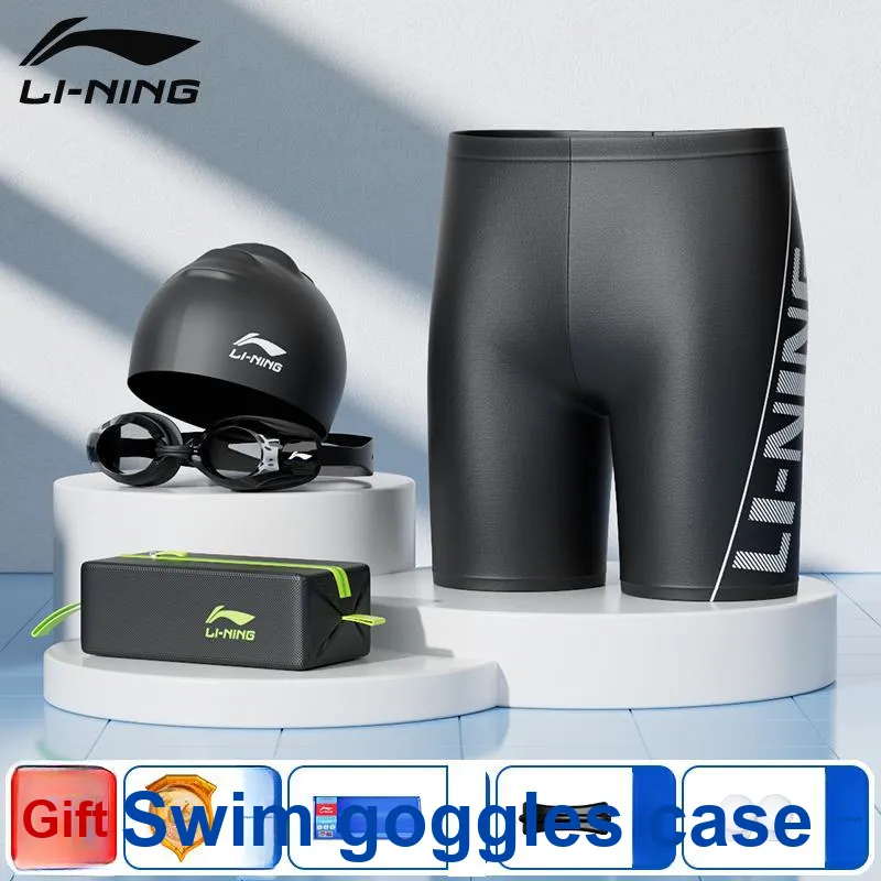 LiNing Swimming Sets Polyester Nylon Elastane Hot Spring Men's L XL XXL XXXL 4XL 5XL Black-1