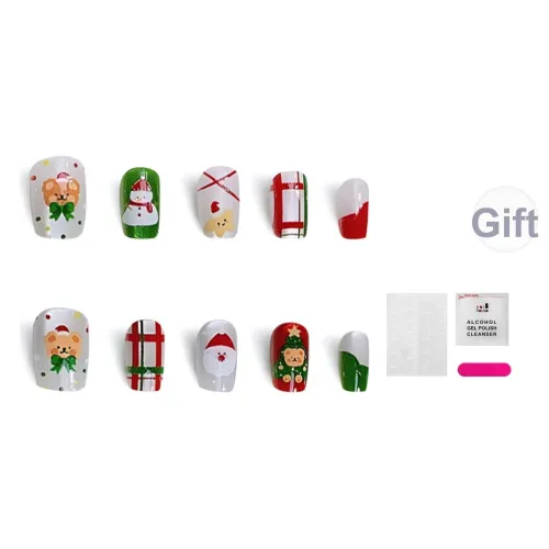 JIABITU Рождество Медведь Съемный Стиль False Nail Короткий LADDER Однотонный Jump Цвет Новый китайский стиль 14мм