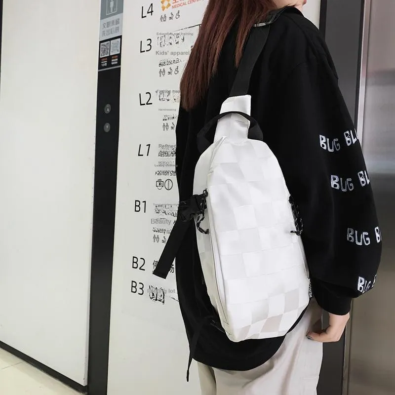 ALNI BITTON Nylon Shoulder Bag, Crossbody Bag, Sling Bag Men's Black/White-6
