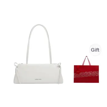 CHARLES&KEITH PU Shoulder Bag Medium Size Women's Soft Pink/Light Pink/Noir Black/Meringue White