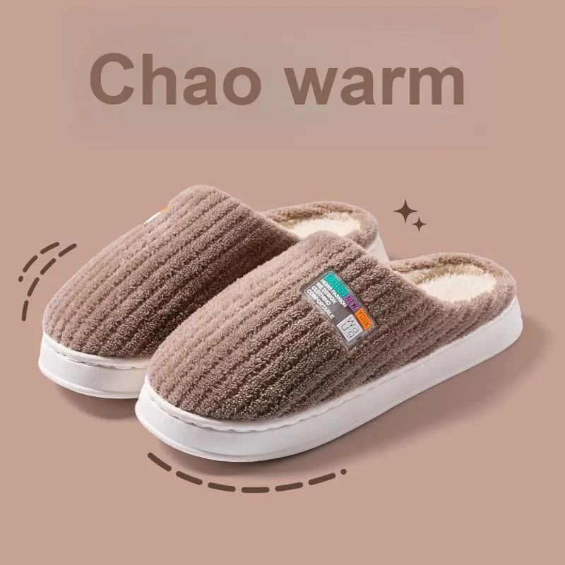 Foot Recreation Winter Minimalist Style Comfortable Warm Slip Resistant Soft Sole Home Cotton Slippers Unisex-21