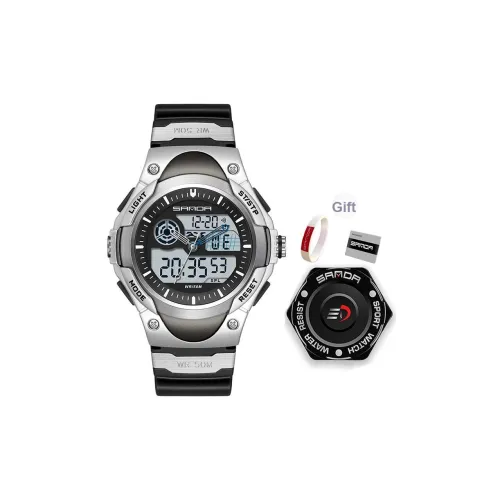 Sanda Электронный + Кварцевый механизм TPU Ремешок Часы Мужские Черный Циферблат