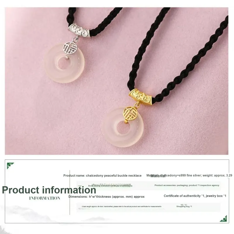 Oriental Jade Chalcedony Necklaces Unisex-1