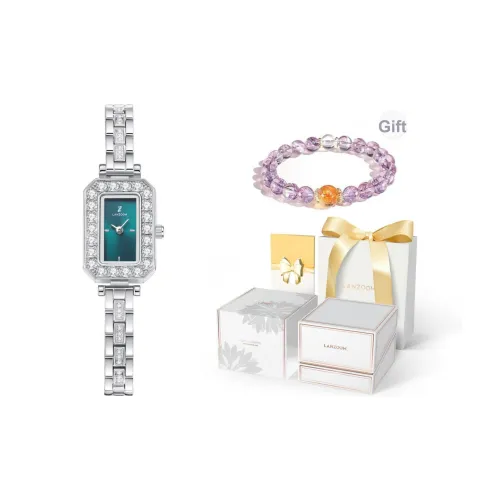 LANZOOM Кварцевый механизм Женские часы Обхват запястья Часы Зеленый циферблат Корпус из нержавеющей стали Ремешок для часов