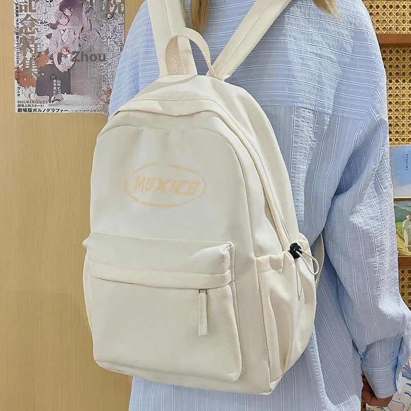 Single Warehouse Nylon Backpack Regular Unisex White Gray/Green/Red-5