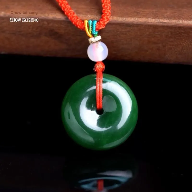 CHOW TAI SENG Peace Buckle Hetian Jade Necklace Pendant Jasper Unisex-5