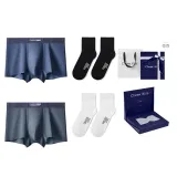 5A Antibacterial[Dark Gray+Royal Blue]+Socks 2 Pack Gift Box Set