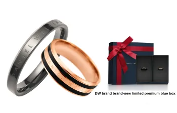 Daniel Wellington Space Gray Obsidian Black Couple's Couple Rings Unisex