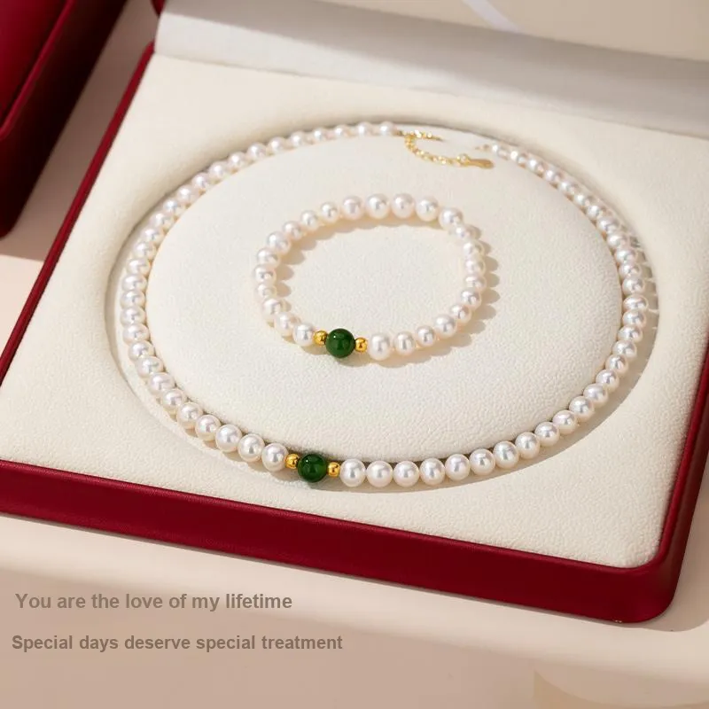QLADY Pearl Gold Necklace Women's-6