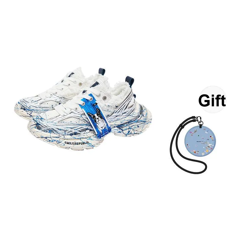 SMILEREPUBLIC SKYLINE Cushioning And Breathable Low Top Chunky Sneakers Unisex Silver White-3
