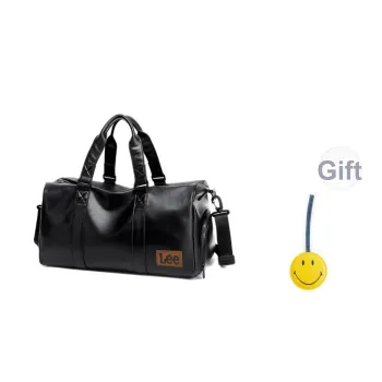 Lee PVC Leather Travel Bag, Luggage Bag, Gym Bag, Crossbody Bag Unisex Black