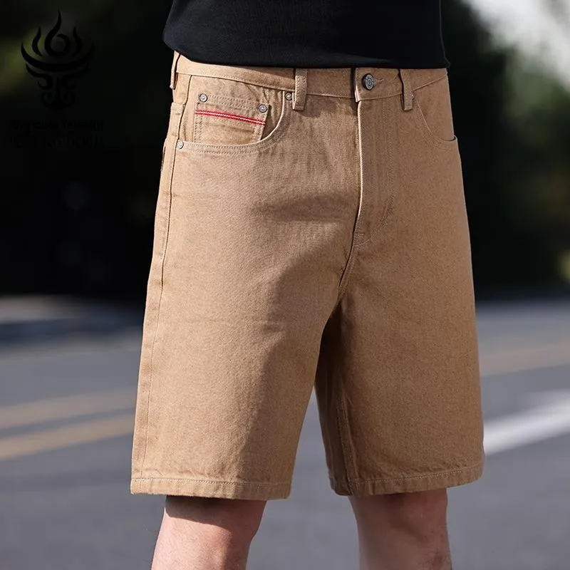 DANIUCHUANSHUO Summer Denim Shorts Men's Dark Khaki-6