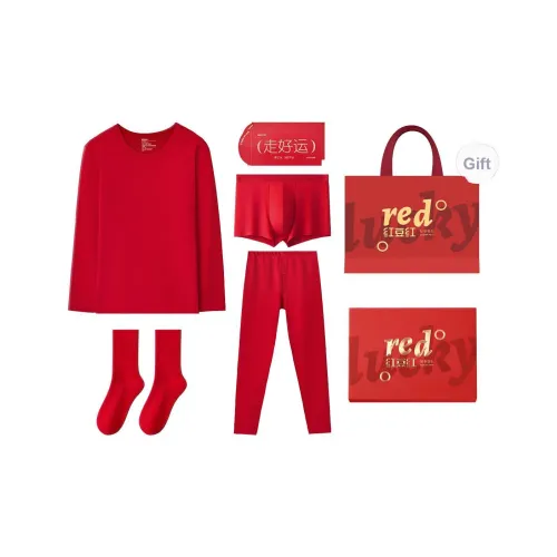Red bean Мужской Basic Crew Шея Одежда Наборы +1 шт Трусы +1 шт Носки Мужской Термокомплекты
