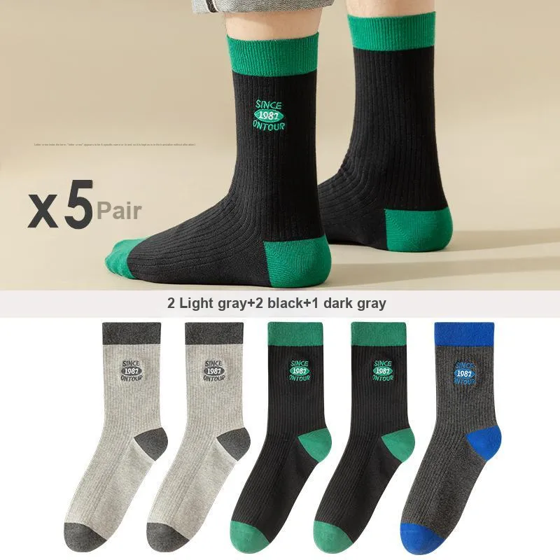 Lan Miao Mid Calf Socks Men's 5 Pack-7