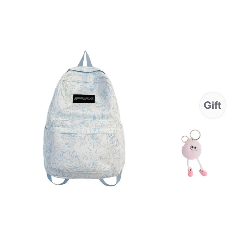 Yalu Nylon Backpack Unisex White/Black/Pink/Light Blue-5