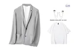 Light Gray (Short-Sleeved T-Shirt+Brooch)