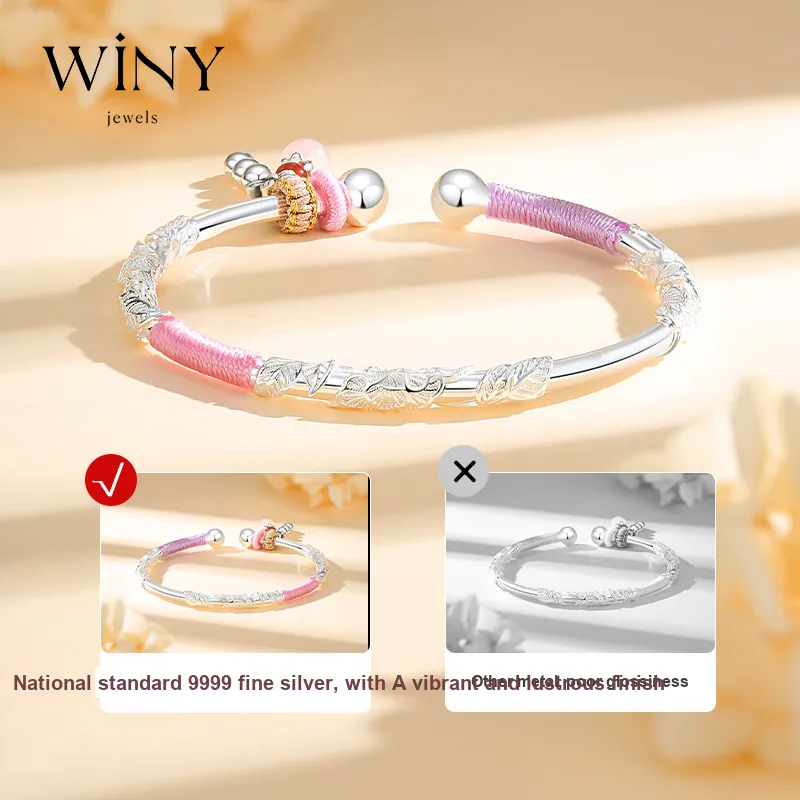 WINY 999 Fine Silver Bangles Women's-4