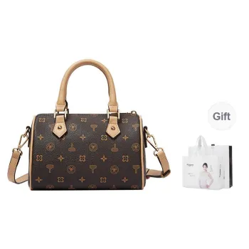 TUCANO PU Patch PVC Boston Bag Shoulder Bag Crossbody Bag Handbag Medium Size Women's Coffee/Ecru