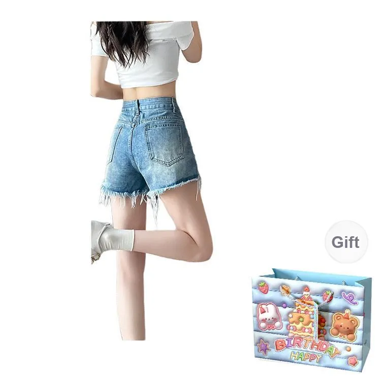 REMOULD Denim Shorts Women's Vintage Blue Shorts Shopping Bag-1