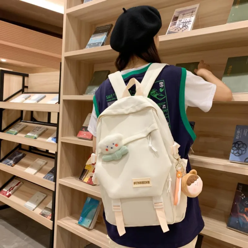URBAN FOREST Nylon Backpack Unisex Green/Blue/Orange/Black/White-19