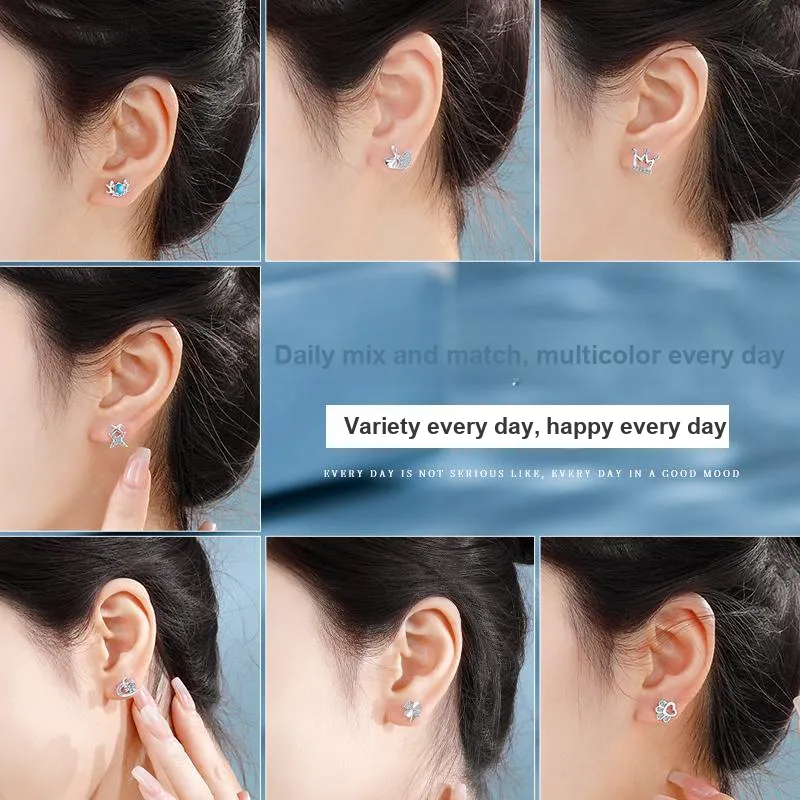 OWNCOOL S925 Silver Stud Earrings Unisex-4
