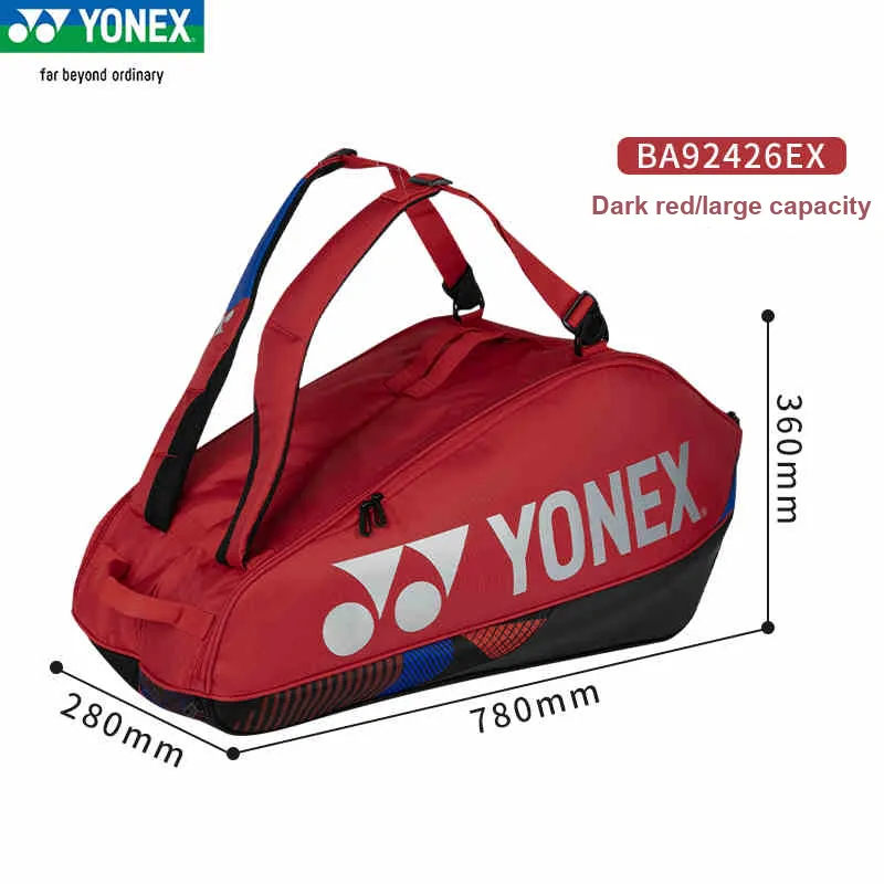 YONEX Badminton Racket Bags 6 Pcs Sporty Style Backpack Dark Red Unisex-2