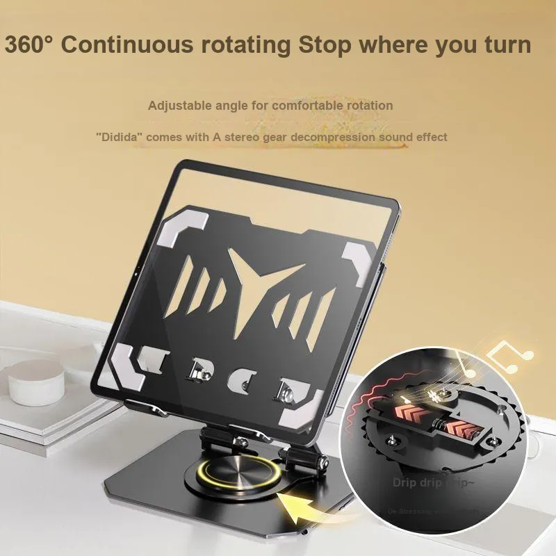 LUCK OU Tablet Stands Carbon Steel Mechanical Rotating IPad All Foldable Compatibility With Xiaomi, Huawei, And Apple-4