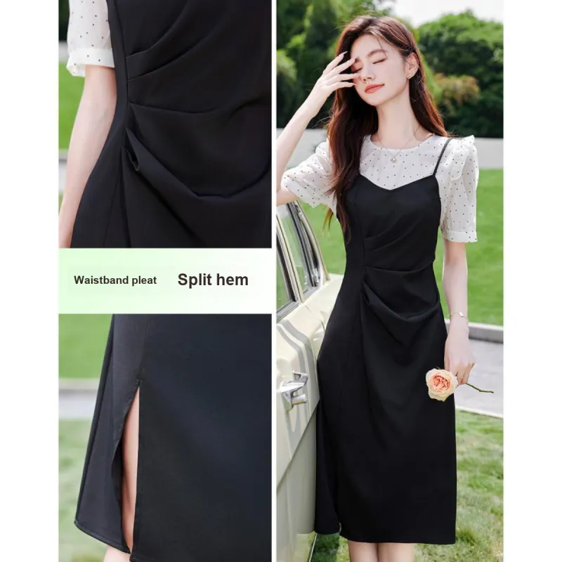 Like The Age Of Water Short Sleeved Dress Women's Black-1