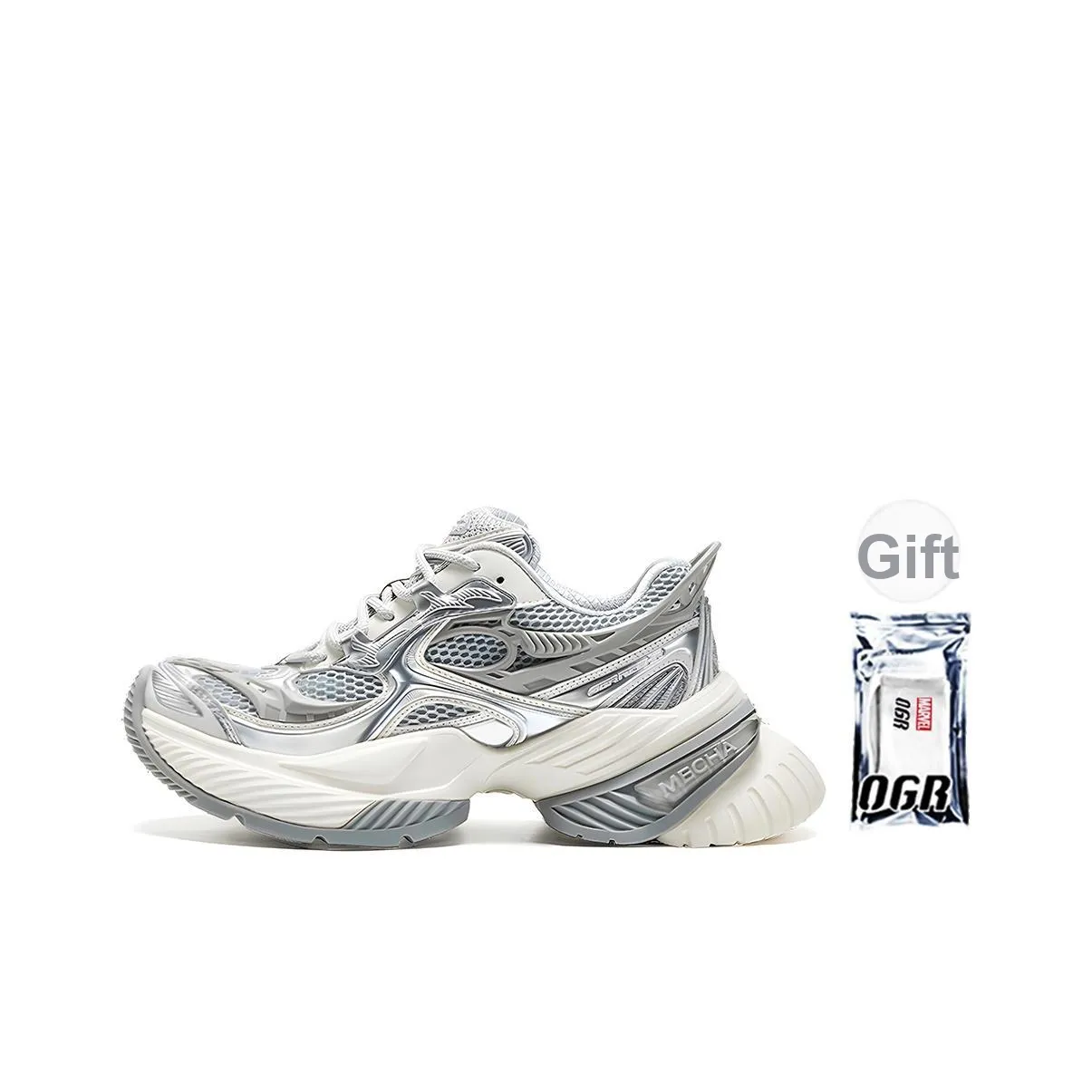 OGR Rebound Длина корпуса Увеличение Низкий Топ Беговые кроссовки Унисекс Жидкость Металлический серебристый
