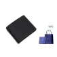 [Premium Box]Black Cow Leather Cropped Wallet[Perfect Gift for Dad or Husband+Shopping Bag]