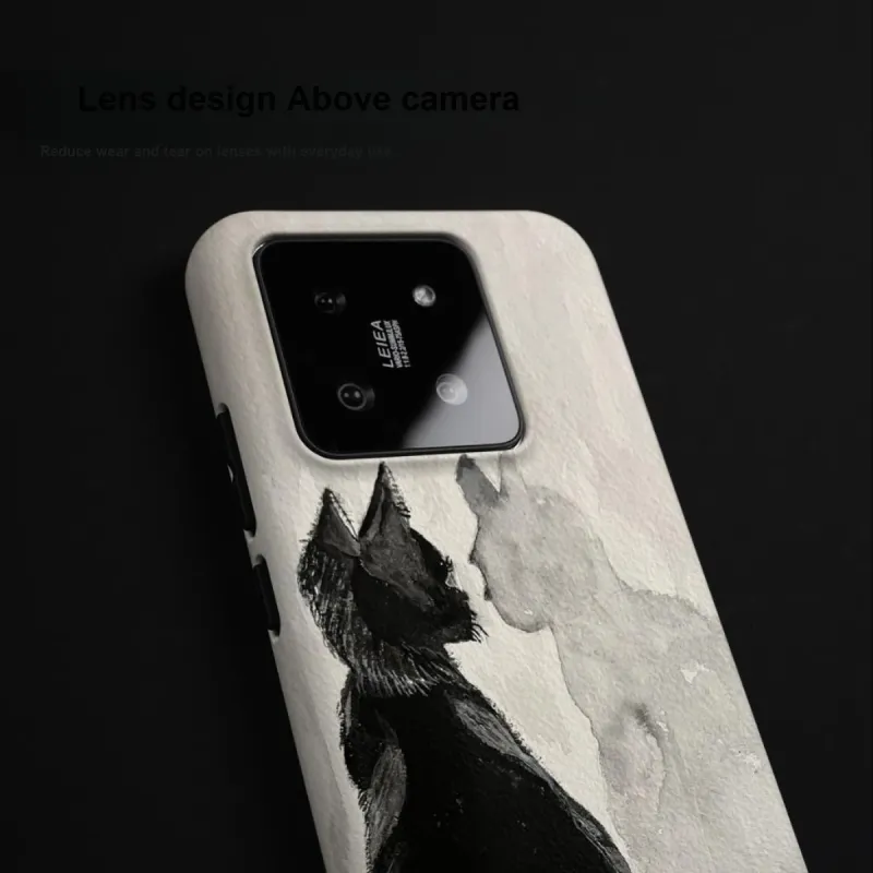 Keshami PC Material Fully Enclosed Impact Resistant Matte Watercolor Cat Phone Cases Suitable For Xiaomi 14/14pro-6