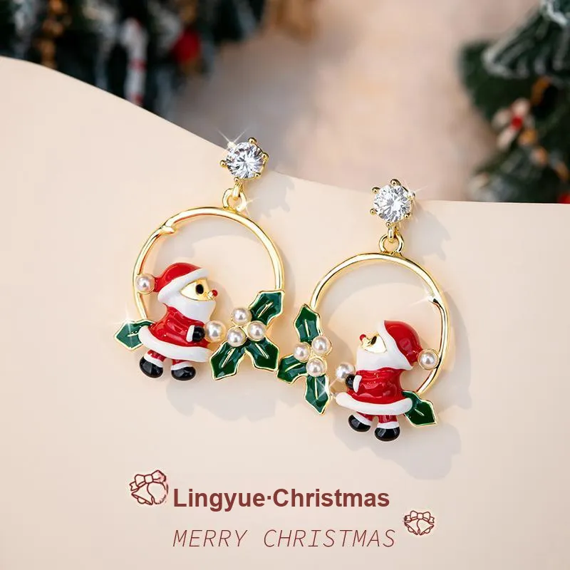 QLADY S925 Silver Stud Earrings Women's Gold-1
