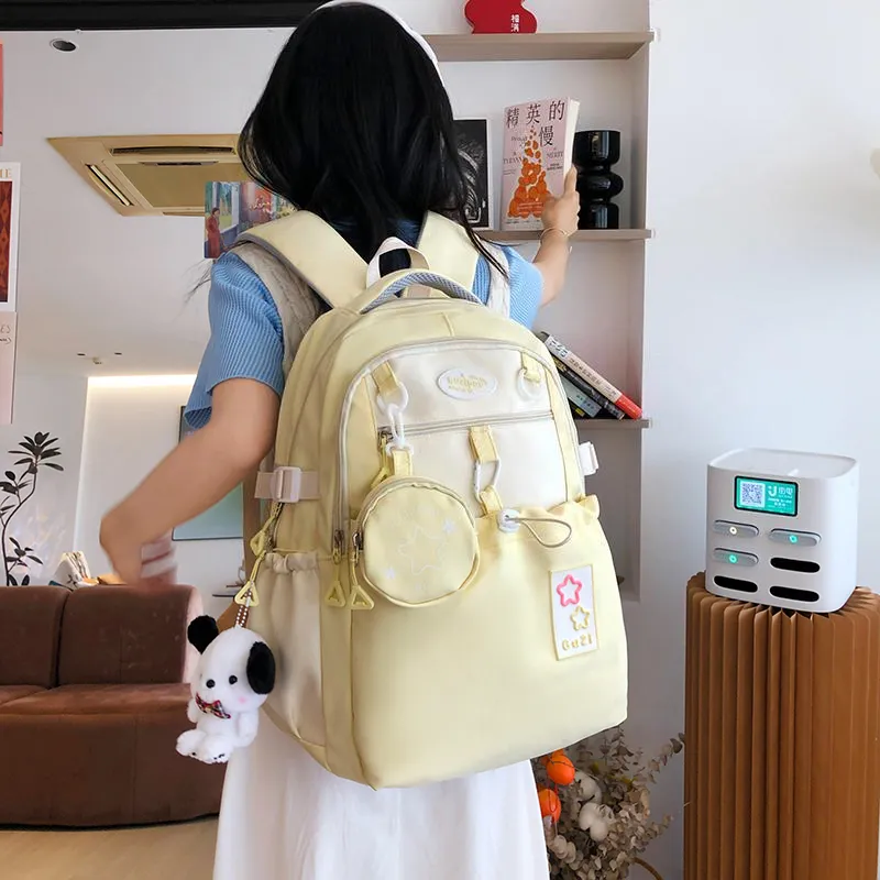 CORE BIRD Nylon Backpack Regular Women's Pink/Purple/Yellow/Blue/Black-5