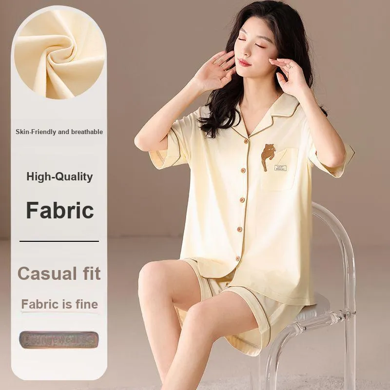 XISHE Pajama Set Women's Light Yellow-1