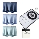 [9053 Cow Leather Belt]120S Lenzing Modal[Royal Blue+Light Blue+Cyan]3 Pack Gift Box Set